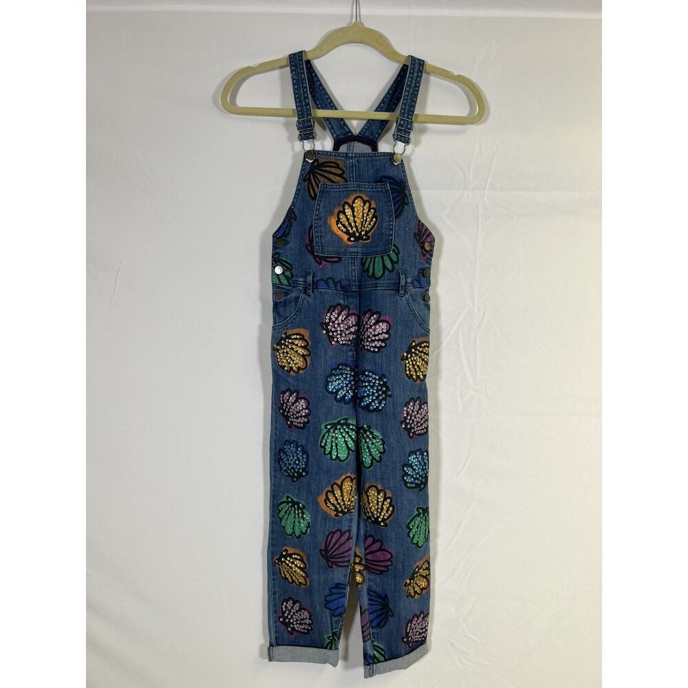 Stella McCartney Girls Sequin Denim Overalls Blue Size 8‎